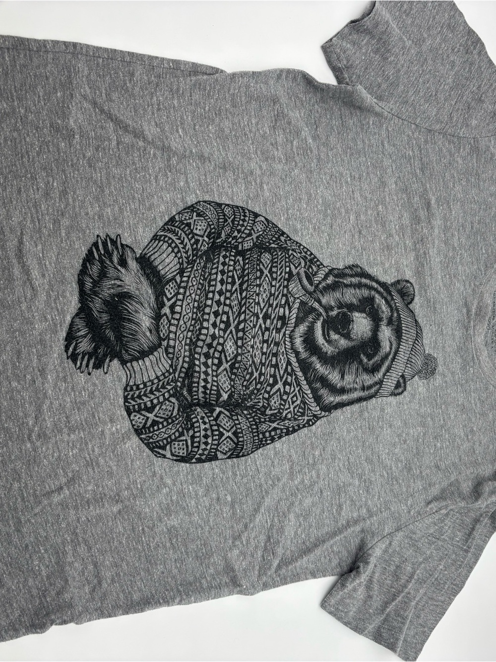 Lucky Brand Gray Crewneck Tee with Bear Graphic